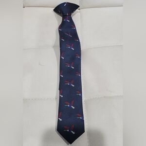 Little Boys 11" Clip-on Navy Blue Tie With Duck Pattern